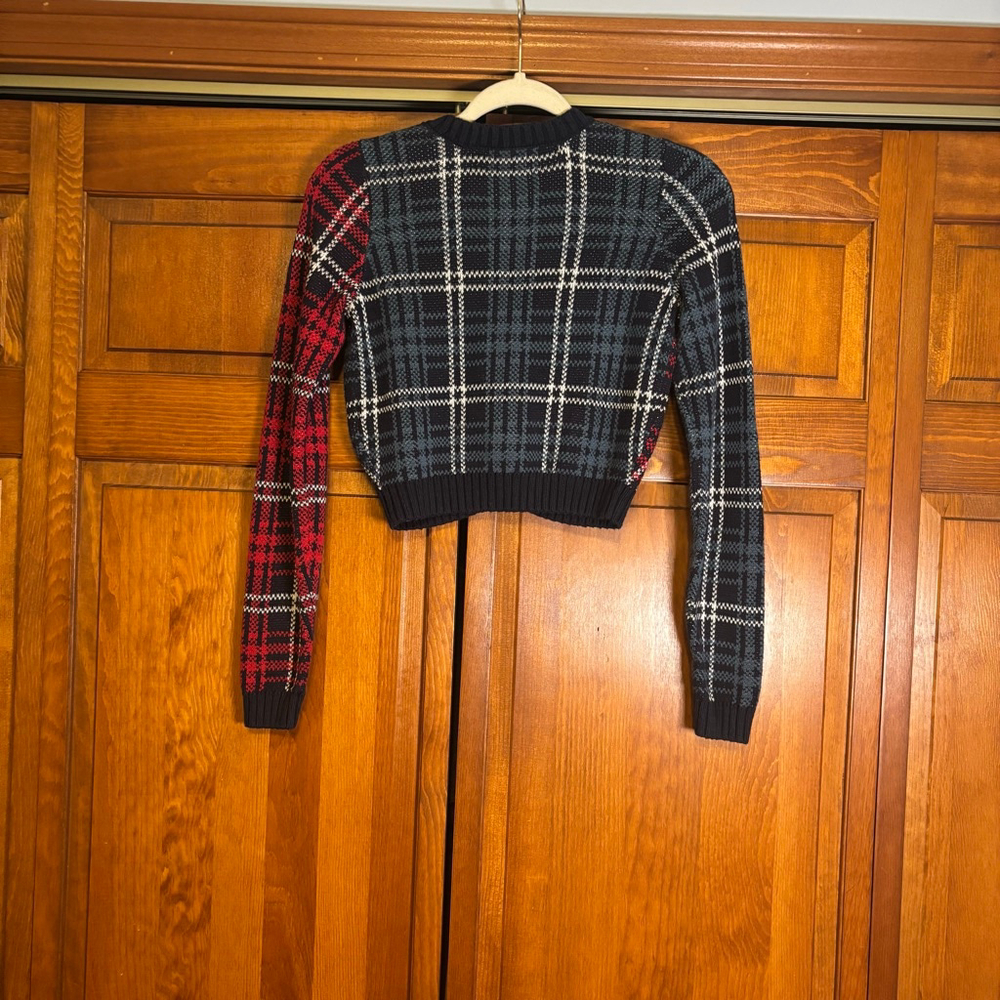 Hollister Cropped Plaid Button-Up Cardigan Sweater Y2K Academia Grunge Small - Picture 7 of 11